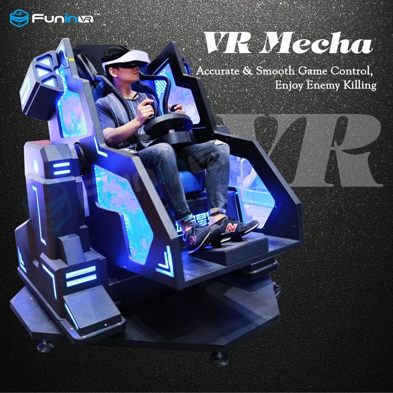 Mecha reale di controllo della leva di comando che ritiene il simulatore di realtà virtuale 9D nel parco del gioco