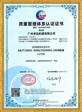La Cina Zhuoyuan Co.,Ltd Certificazioni