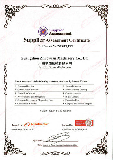 La Cina Zhuoyuan Co.,Ltd Certificazioni